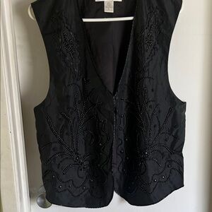 Casual Corner Black Beaded Vest